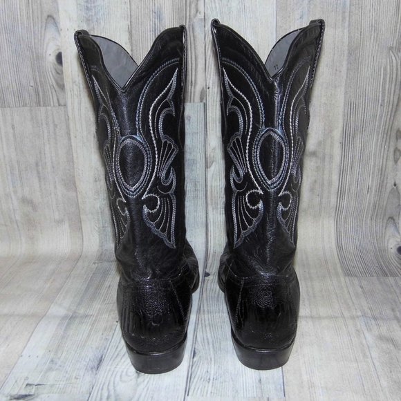 LOS ALTOS Exotic Ostrich Black Boots Mens Size 14 - Picture 5 of 9